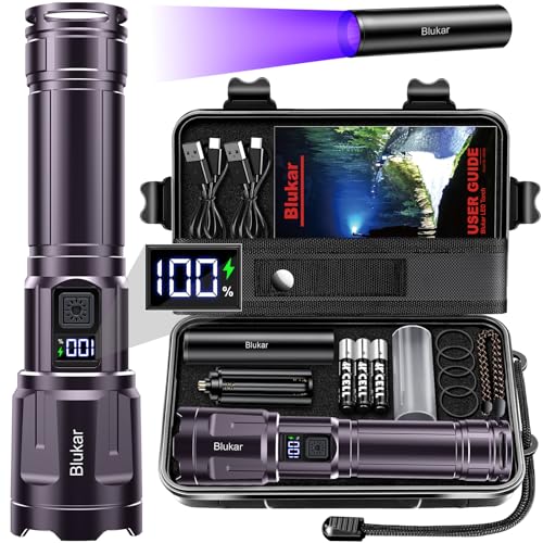 Blukar Flashlight High Lumens Rechargeable- 3 Color Temperatures & 4 Modes, Adjustable...