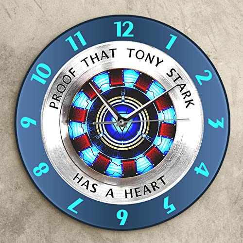 Wall Clock Proof That Tony Stark Has A Heart Arc Reactor Wall Clock Superhero Modern Hanging Wall Watch Movie Timepiece Home Decor Wall Art Quartz Silent Non Ticking Gift Ideas Wall Clock #TOP7
