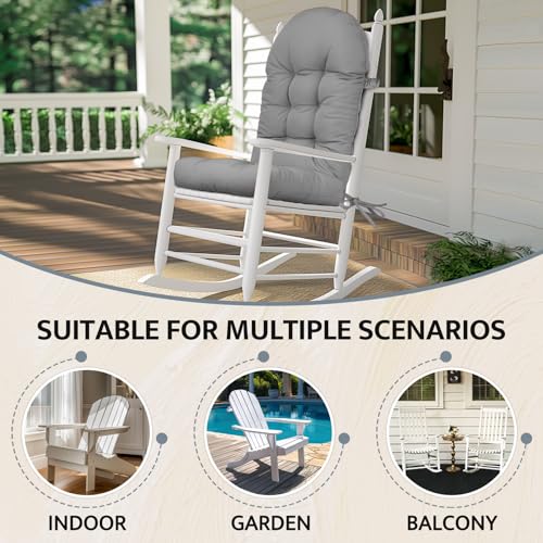 Image of mudilun Adirondack Chair Cushion Waterproof 44x19x4in Rocking Chair Pads | Water-Resistant and UV-resistant,High-resilience foam fill,4 inch thick,ties & Anti-slip bottom,for outdoor /patio /porch /garden