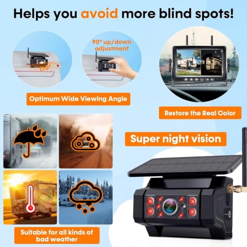RV Backup Camera with Solar Magnetic