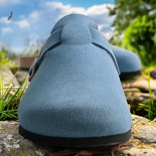 Image of KEMISANT Men Clogs-Comfortable Suede Mules Slippers Sandals Nurse Potato Shoes Unisex-Cushioned Cork-Footbed
