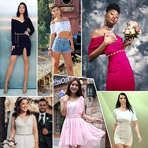 Lovful Chain Belt for Women,Rhinestone Crystal Waist Cahin Belts,Metal Adjustable Dress Belt4