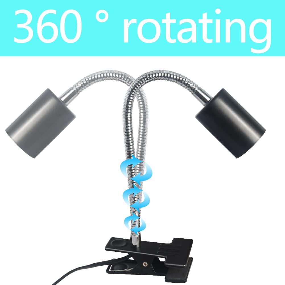 Lampe chauffante pour Aquarium pour Reptiles Clip de lumières de Tortue, Ampoule de Lampe chauffante en Tortue avec Support réglable E27, Lampe chauffante UVA/UVB 25 W + 50 W pour