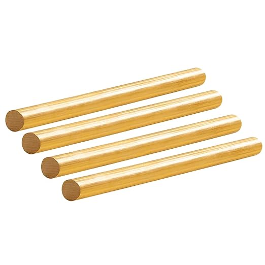 Brass Rods, 1/4 × 12", 4Pcs, Solid Brass Round Stock, Brass Bars for Knife Handle Pins, Knife Handle Material