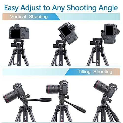 KINGJOY 71-inch Camera Tripod Aluminum Monopod Height 180 cm - Lightweight and Compact for Travel with 3-Way Swivel Head and Quick Release Plates for Canon Nikon DSLR Video Shooting - Thumbnail 4