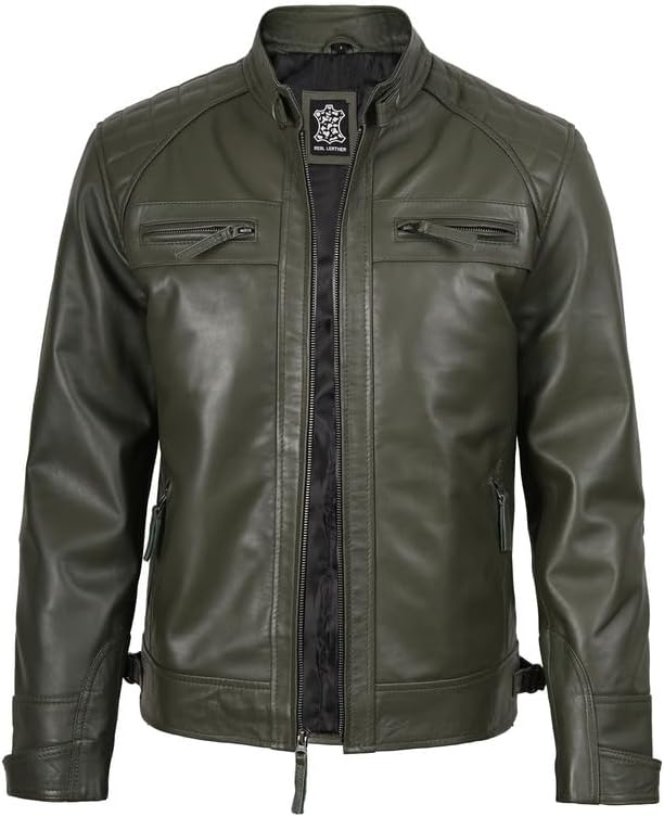 Decrum Leather Jacket Men - Cafe Racer Style Real Lambskin Leather Jackets For Men - Image 2