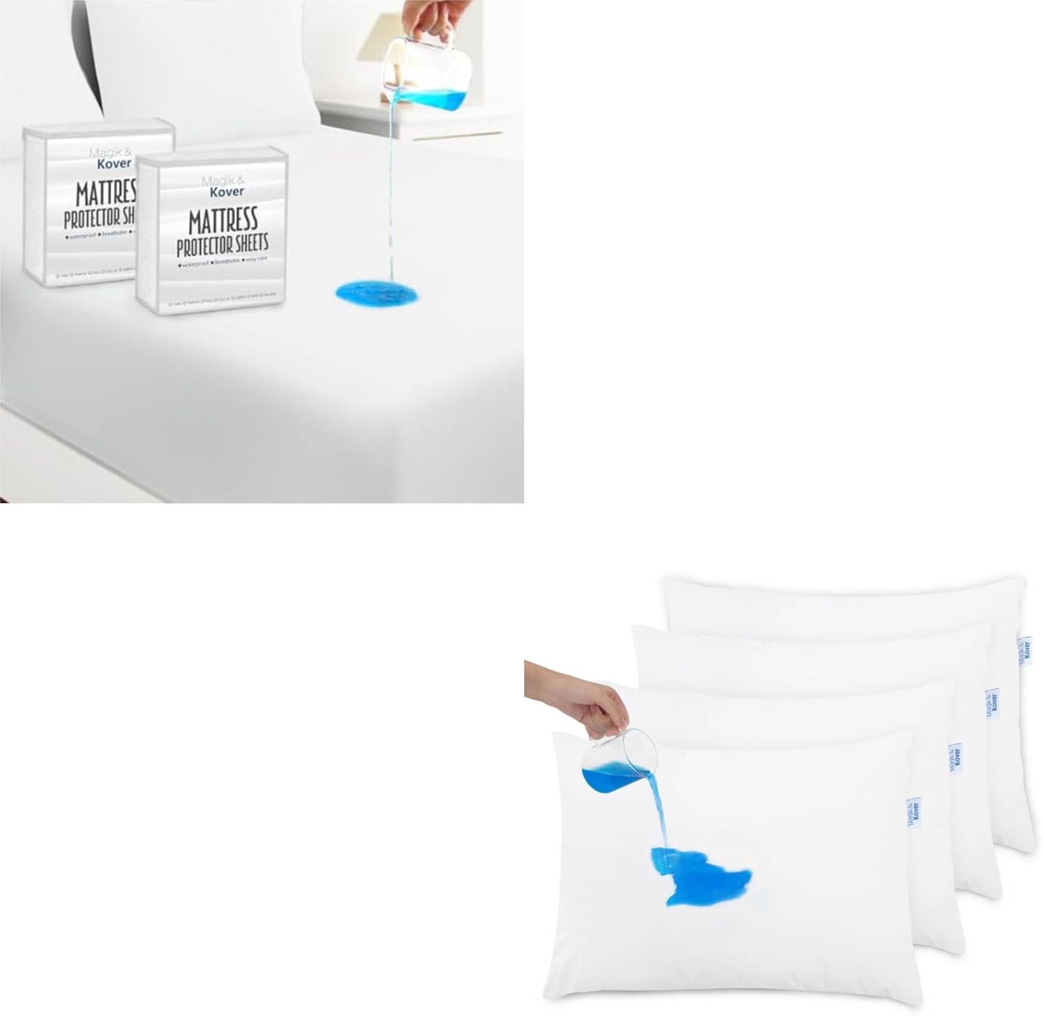 2 Pack Twin Mattress Protector Waterproof & Standard Size Pillow Protector 4 Pack Waterproof White