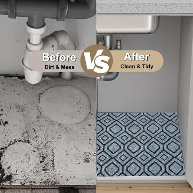Under Sink Mat, Waterproof Shelf Liner Mats for Kitchen and Bathroom Sinks, Original Premium Absorbent Mats Protect Cabinet, 24 X 30 inches