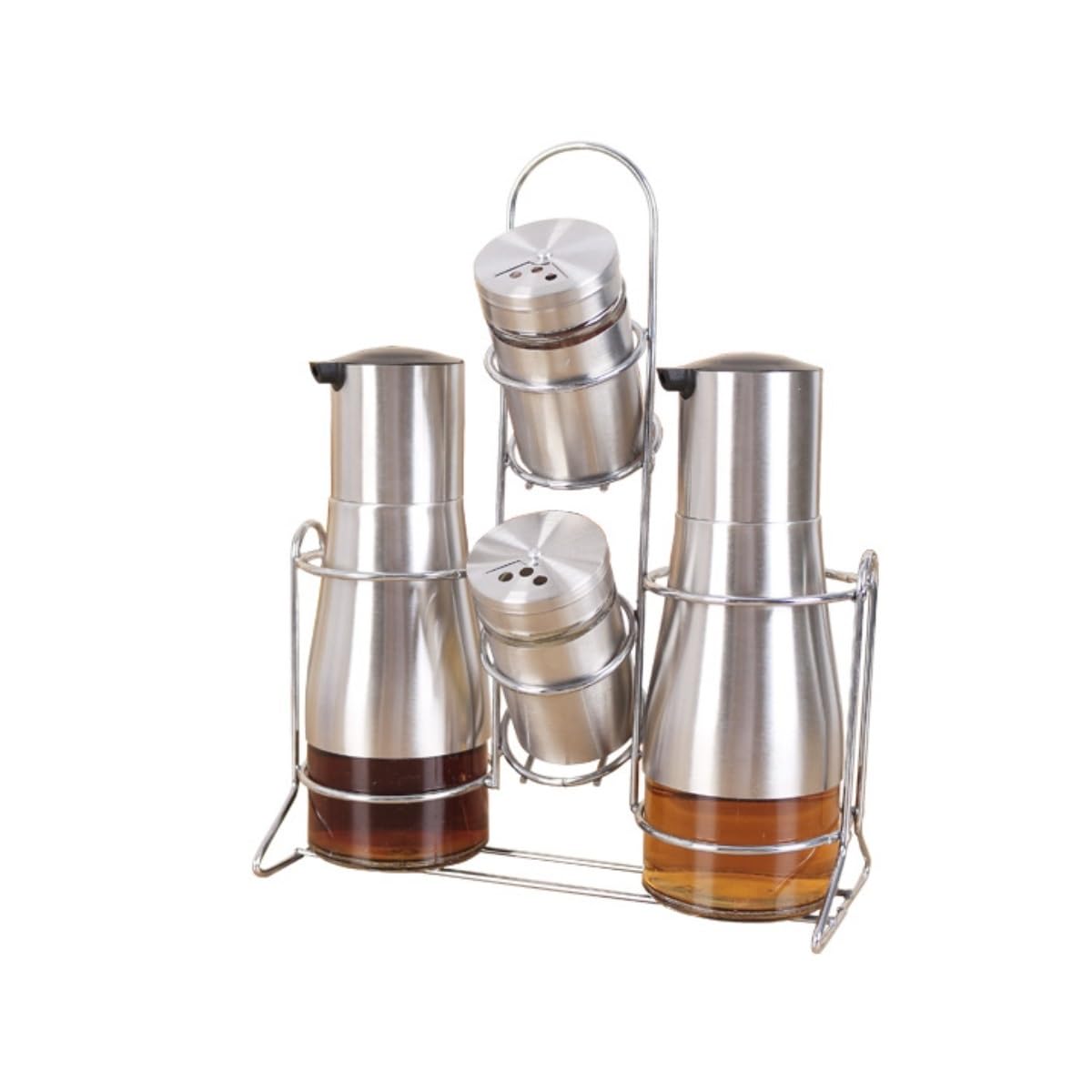 Camping Bouteille Huile Et Vinaigre Bouteille D'assaisonnement Liquide en Verre Épais Acier Inoxydable for Cuisine À Domicile avec Ensemble D'étagères Pique-Nique Plein Air