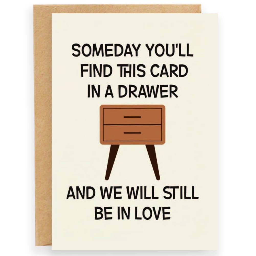 Anniversary Card for Wife/Husband - Funny Valentine's Day Gifts for Couples, 7x5 Inch Romantic Birthday Card with Yellow Envelope (Write Your Own Love