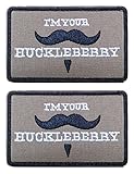 2 PCS AliPlus I'm Your Huckleberry Patches Embroidered Tactical Morale Patch Hook and Loop(Brown)