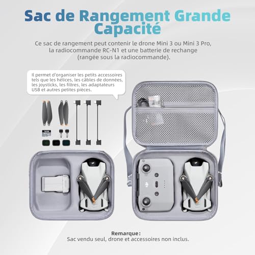 Housse accessoires pour DJI Mini 3 et pack Fly More Combo étui rigide de transport - 3