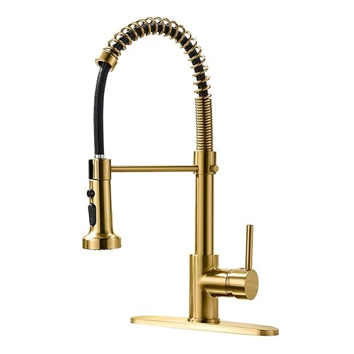 AIMADI Gold Kitchen Faucet with Pull Down Sprayer,Commercial Single Handle