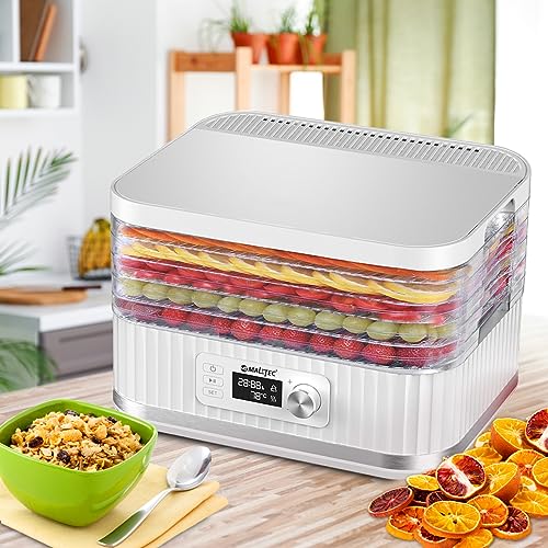 MalTec Dörrautomat für Pilze, Obst & Gemüse | 450W | Lebensmitteltrockner | 5 Scheiben Dörrgerät | Temperaturregulung und Timer | weiß – Bild 4
