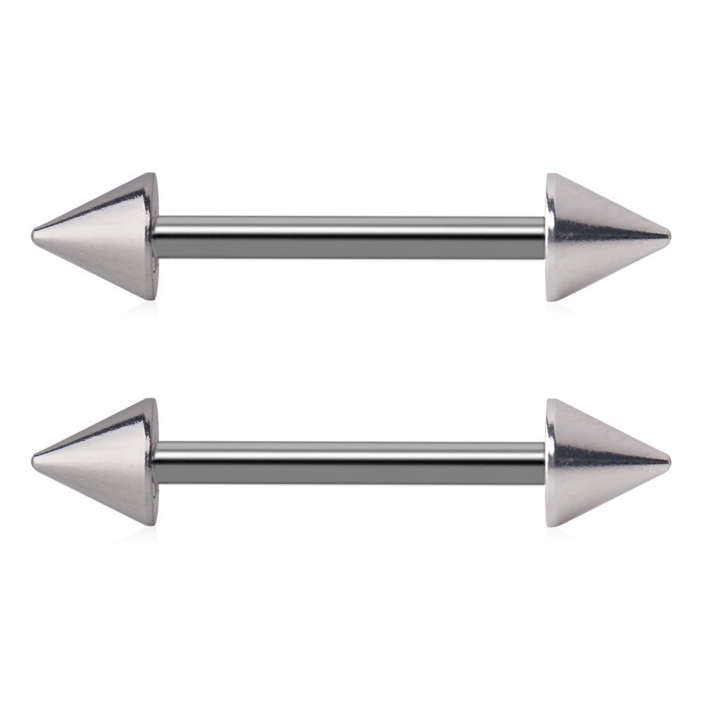 Ruifan 316L Stainless Steel Spike Nipple Shield Barbell Ring Bar Body Piercing Retainer 14G 5/8Inch