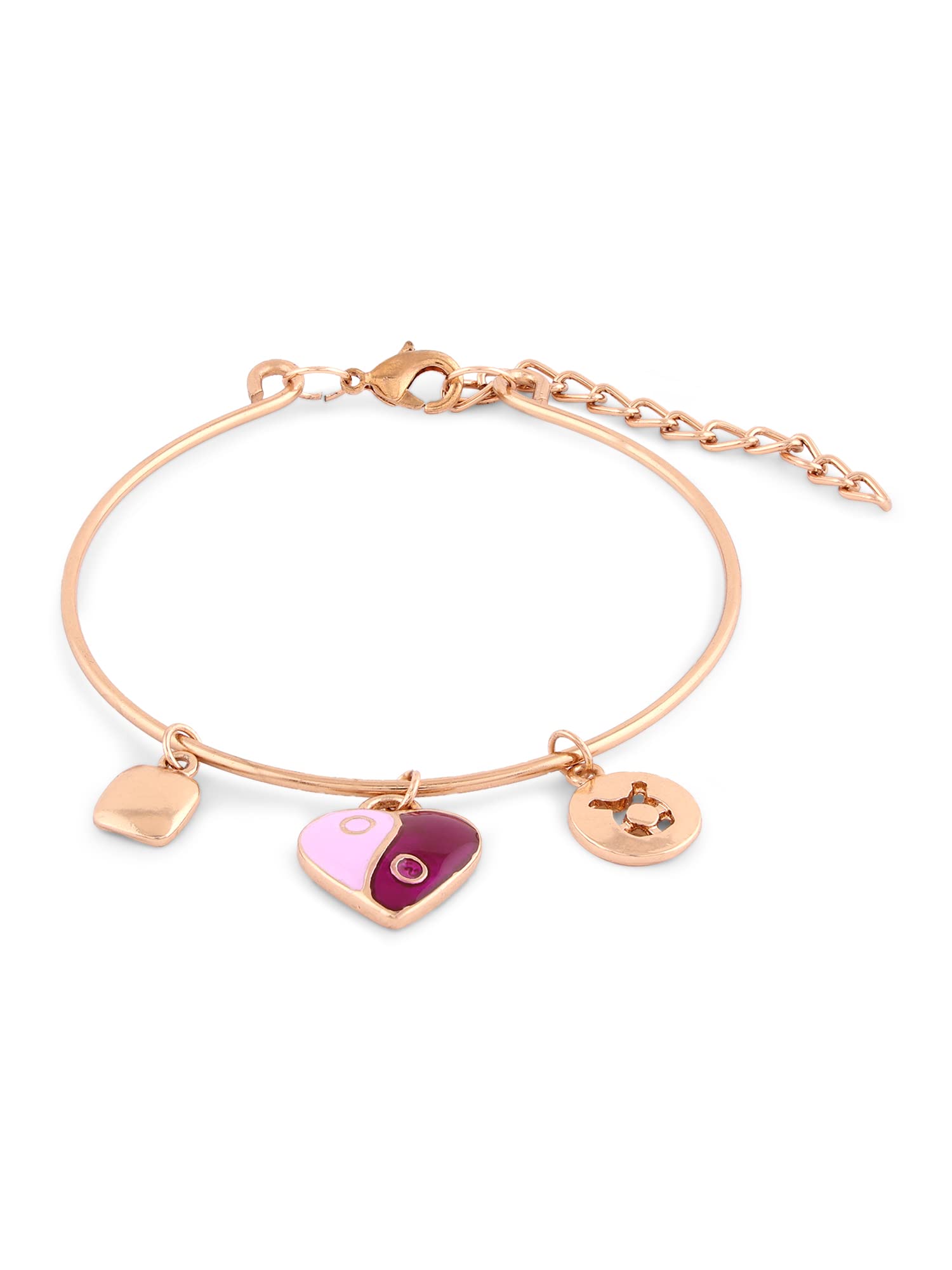 ZAVERI PEARLS Purple Enamel Heart Contemporary Style Charm Bracelet For Women-ZPFK14798 (B0BDLBX6P3) Amazon Price History, Amazon Price Tracker