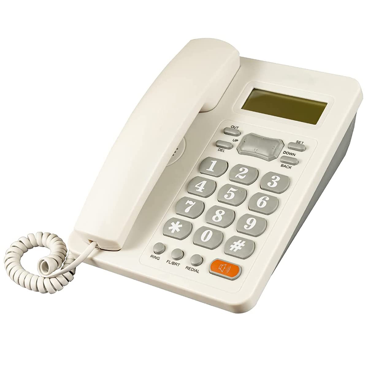 Téléphone fixe filaire de bureau blanc avec affichage du numéro