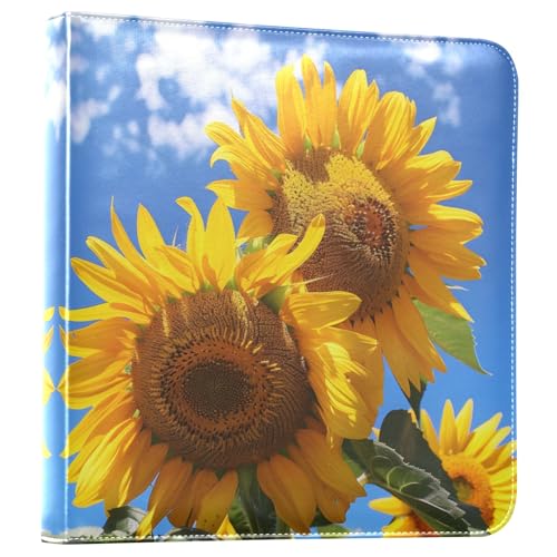 アルバム フリー台紙 大容量 貼るタイプ スクラップブック ファイル L判 バインダー 向日葵 ひまわり 青空 花柄 手作り A4 フォトアルバム 写真 記念日