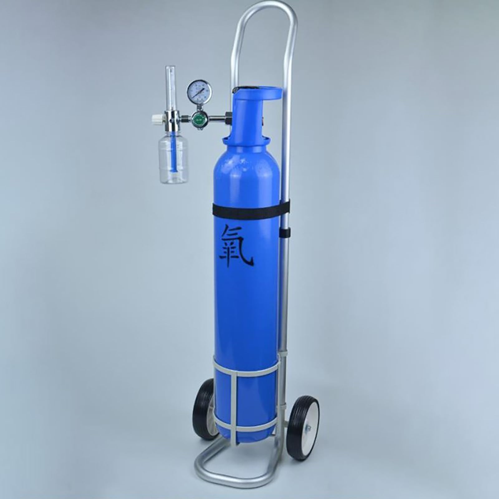 WQPMNYG Aluminum Alloy Oxygen Tank Holder with Wheels – Rolling Oxygen Cylinder Cart for Home Use, Supports 14.6cm Diameter Tanks, Durable Oxygen Trolley with Stable Base.