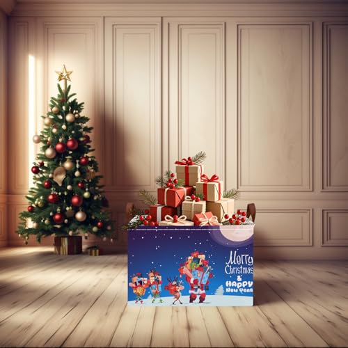 Image of Empty Large Christmas Basket for Gifts Women Collapsible Storage Bin Kids Toy Box Holiday Decor (Santa Claus Gift)