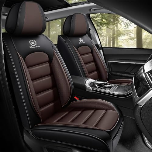 GDSZ Car Seat Covers for Hyundai Tucson 2005-2026 Durable Premium Nappa Leather Seats Cover Modern Sport Seat Cover Full Wrap Original Car Seats (2 Seats Black&Coffee)