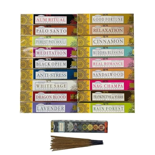 Satya Räucherstäbchen Premium-Set – 12 Packungen, 144 Stäbchen, Handgerollt