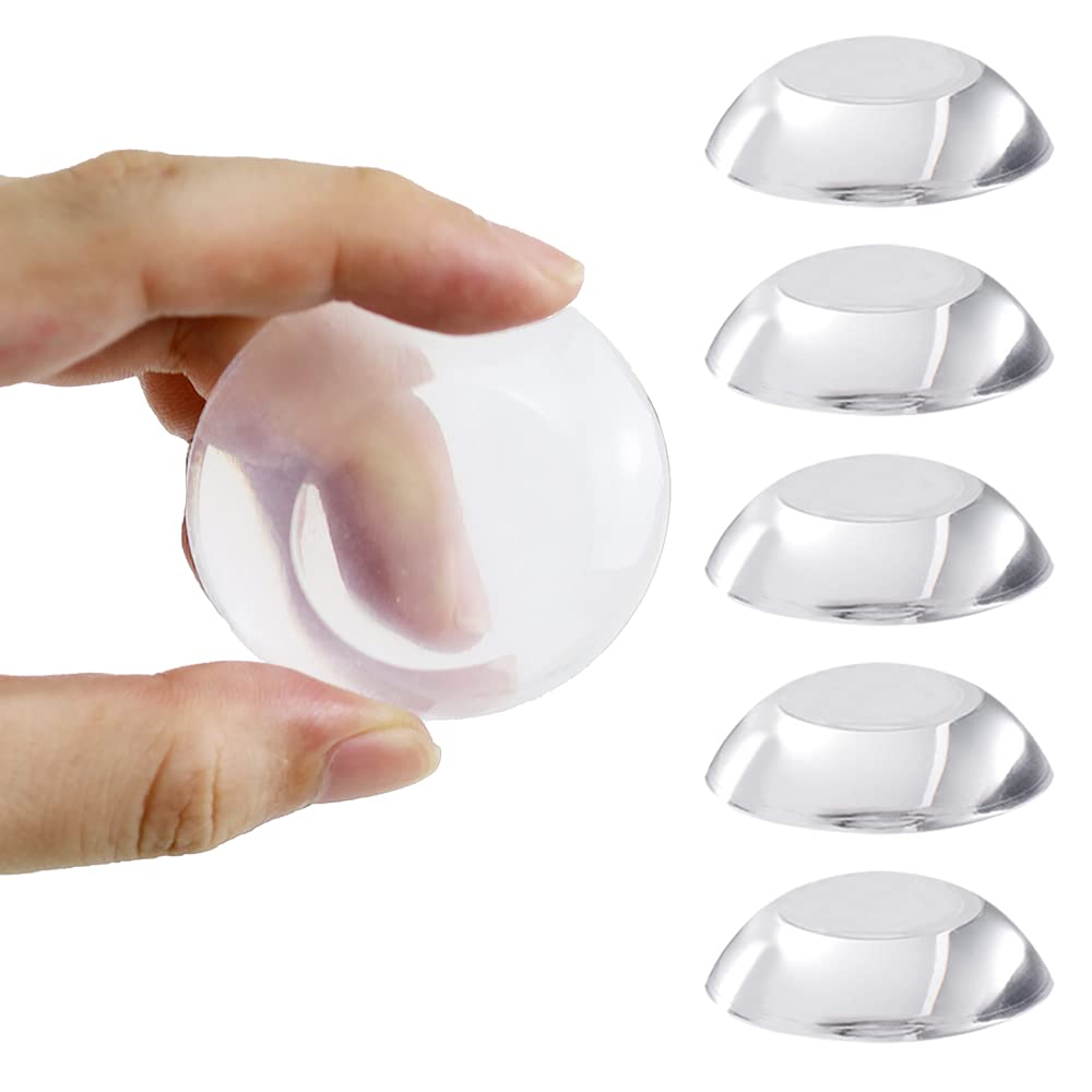 Door Stopper Strong Wall Door Car Handle Protector, 6PCS 2" Round Clear Rubber Door Bumper Set, Self Adhesive & Reusable, Shock Absorbent Quiet Wall Shield Silencer