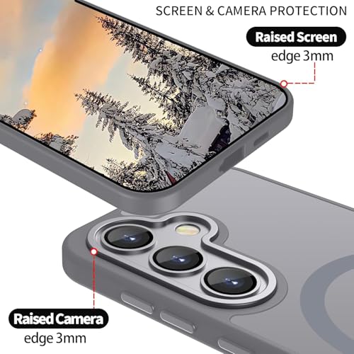 Image of Elzzi Magnetic Magsafe for Samsung S26 Plus Case, Upgraded [Full Camera Protection] [Compatible with Magsafe] [Translucent Matte] Shockproof Protective Phone Case for Men & Women - Grey