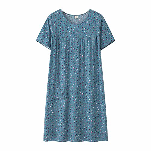 rtdgcv Bata de mujer algodón corto verano algodón seda manga corta vestido de dormir para las mujeres flojo medio a juego hogar ropa de dormir ancianos más tamaño vestido camisón mujer manga larga 48,
