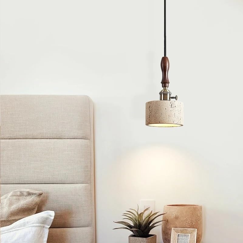 Lampe suspendue en travertin jaune luminaire design pour salon et cuisine