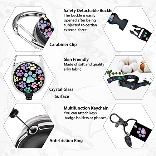 Puppy Dog Paw Lanyards For Id Badges, Cute Retractable Id Badge Holder With Detachable Lanyard, Fashionable Badge Reel Heavy Duty With 360 Degrees Rotate Carabiner Clip, Nurse Teacher Office Gifts #TOP3