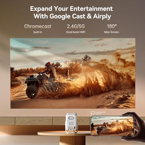 WANBO T2 Ultra Smart Beamer Android TV, Netflix, Live TV, Sprachassistent, CEC, 500ANSI, KI Autofokus Trapezkorrektur, 120° Drehbar, Bluetooth WiFi, Native 1080P Kurzdistanz Heimkino Mini Projektor – Bild 7