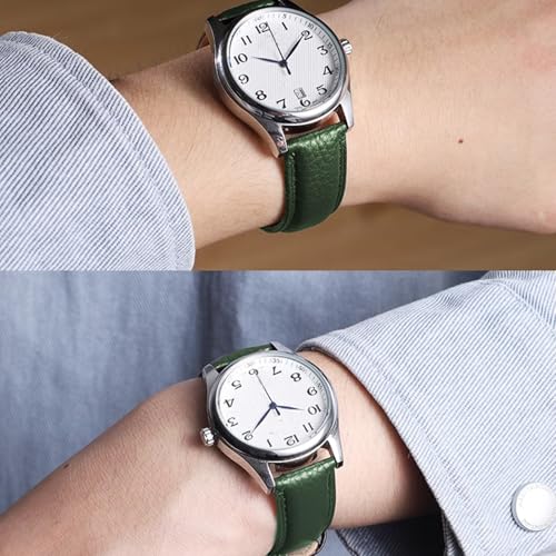 Image of Genuine Leather Watch Band Hand-Stitched Texture Padded Italian Leather Strap Quick Release 12mm 13mm 14mm 15mm 16mm 17mm 18mm 19mm 20mm 21mm 22mm 23mm 24mm Replacement Band for Women Men