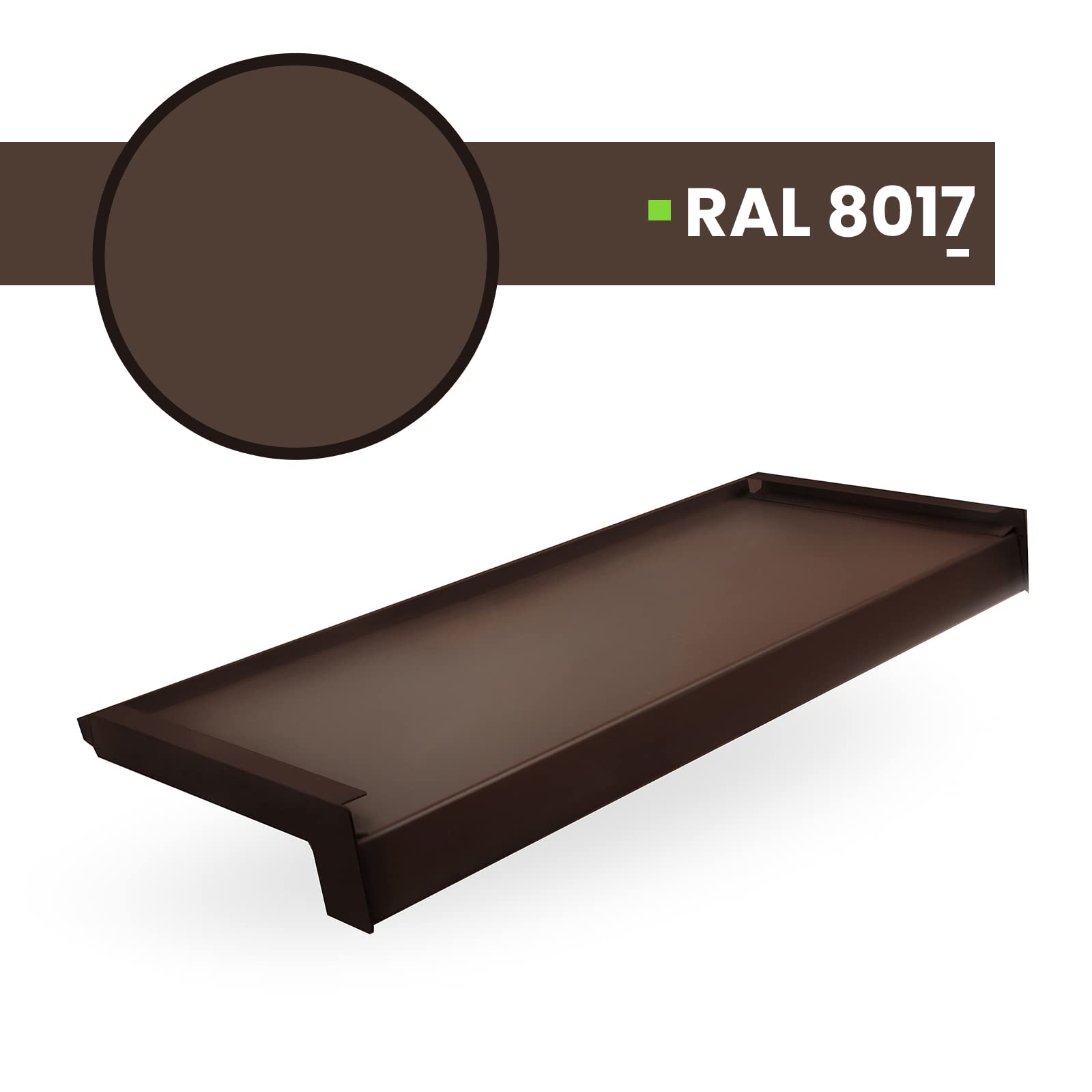 Raambank Staal Gepoedercoat – 120 cm – Brons RAL 8017 – Diepte 15 cm – Weerbestendig – Incl. PVC-eindkappen – Raamplank – Buitenraambank – Outdoor – Raamdorpel – Buiten