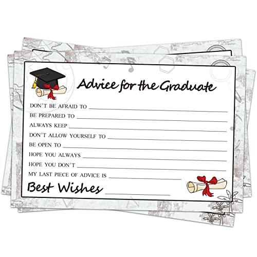 Image of Graduation Wish & Advice Cards - 50PCs Graduate Party Supplies Advice Card for Class of 2026 Graduations Party, Graduation Favors Cardes for High School /College /Senior School