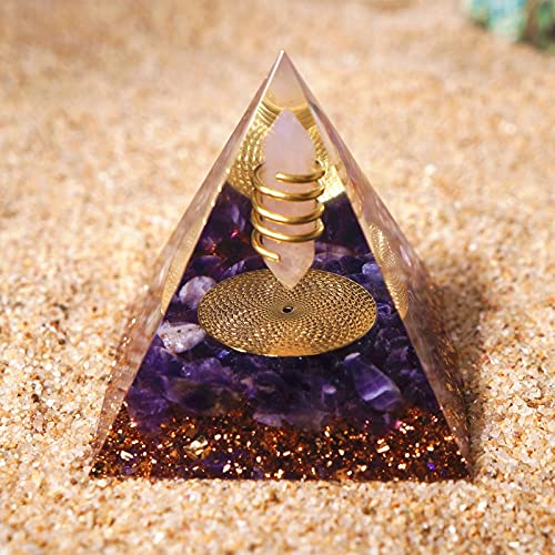 Orgonit Pyramid Naturkristall 60mm Scheibe & Kupferspirale für EMF & 5G Schutzheilung Cover