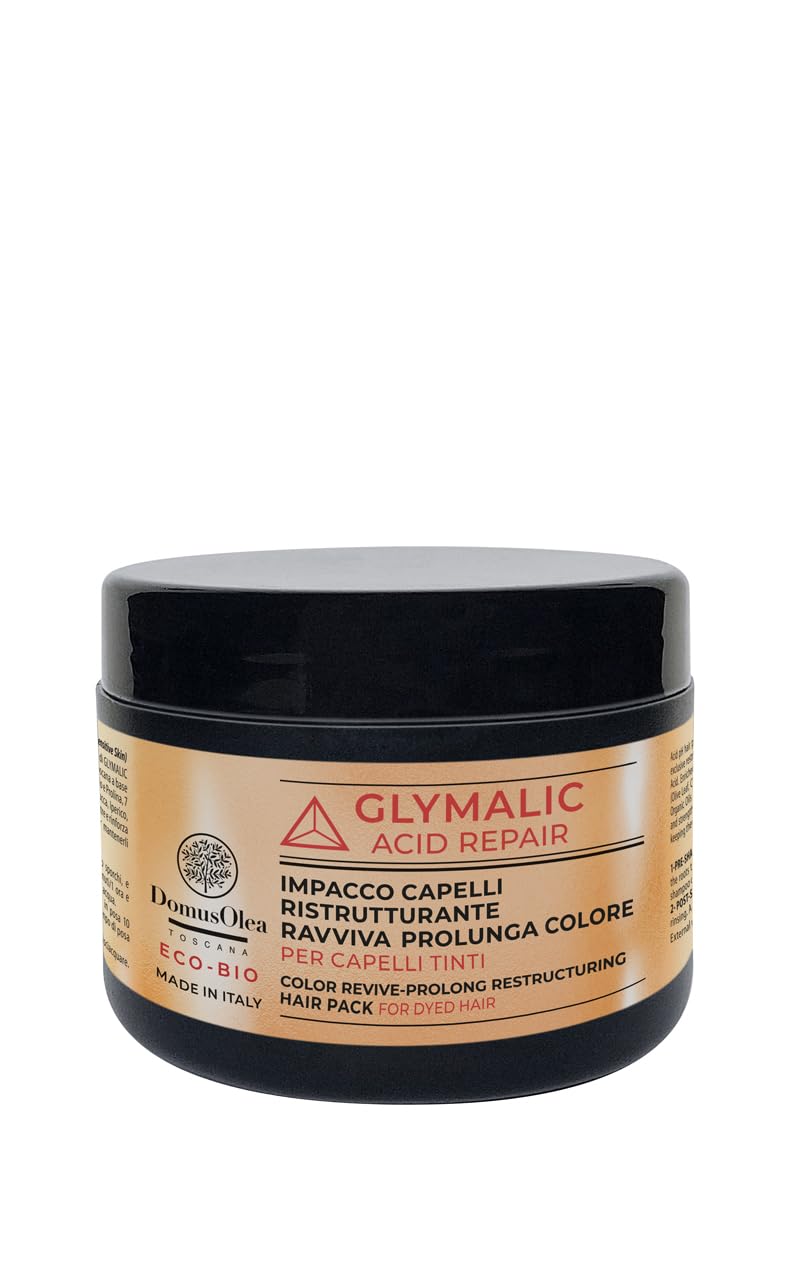 IMPACCO CAPELLI RISTRUTTURANTE RAVVIVA-​PROLUNGA COLORE – GLYMALIC ACID REPAIR – Per Capelli Tinti o Colorati - Ristrutturante, Protegge il Colore, Anti-​Crespo – 250ml - ECO-​BIO - Domus Olea Toscana