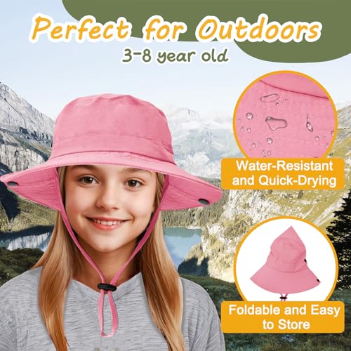 Image of Outdoor Kids Sun Hat UPF 50+ Quick Dry Foldable Bucket Hat Lightweight Adjustable Fishing Safari Hat for Girls and Boys