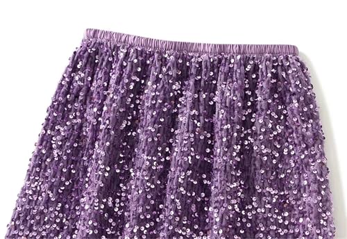 Women's Midi Skirts Casual Shiny Sequins Back Slits Wedding Party Slim Long Skirt3