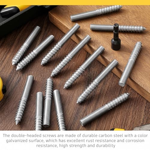 Image of Hicarer 20 Pack 1 /4-20 x 2 inch Hanger Bolts Double Headed Bolts with Driver Self Tapping Screw Threaded Rod Screws for Furniture Double Headed for Wood Furniture Joint