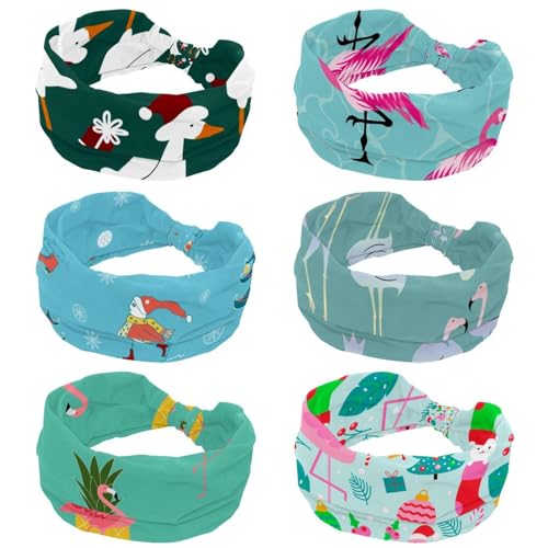 Turbante de Navidad con motivos de árbol y flamenco perfecto para regalar a mujeres deportistas
