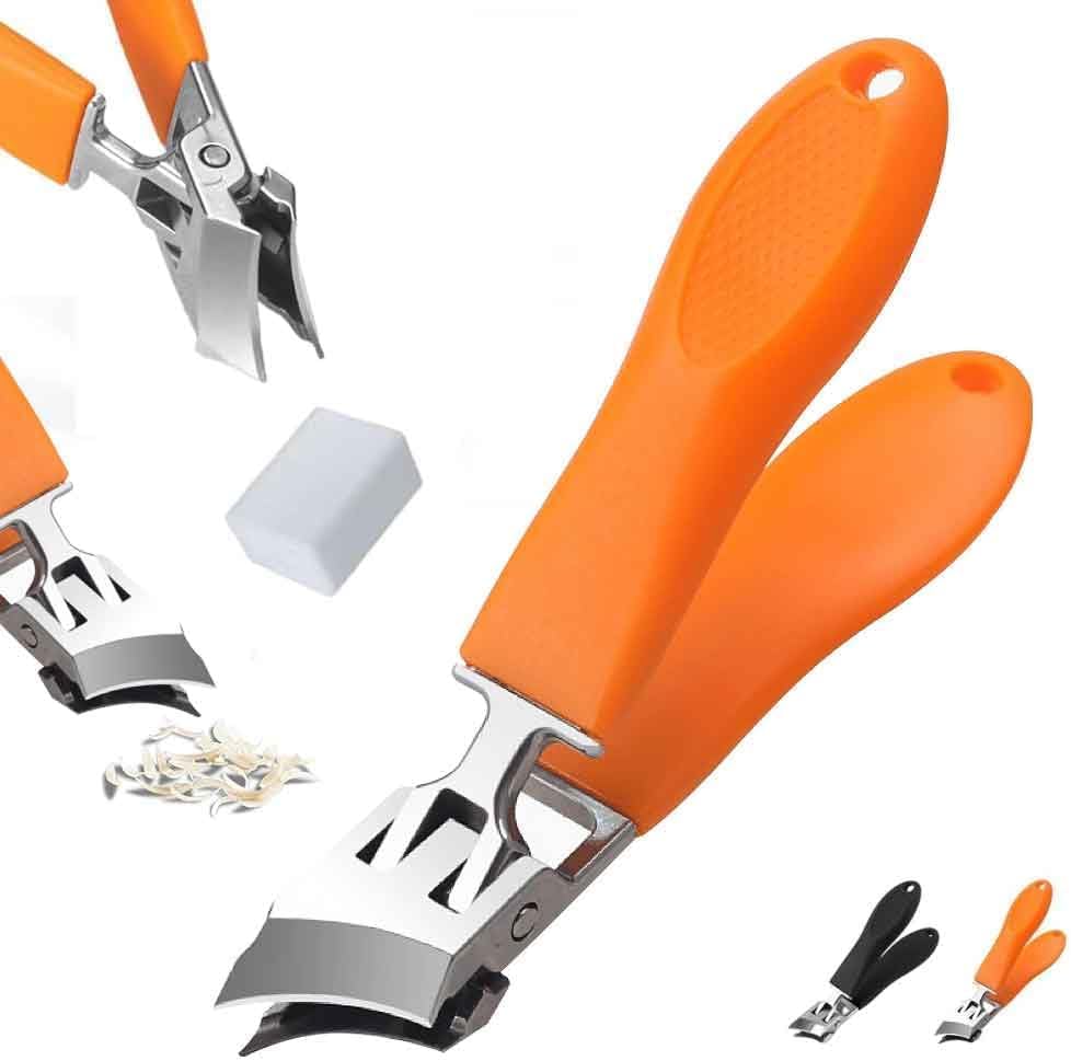 Wide Jaw Opening Anti-Splash Slanted Nail Clipper, 2025 Upgrade Fingernail and Toenail Clippers for Ingrown Nails, Curved Toenail Clipper Wide Jaw