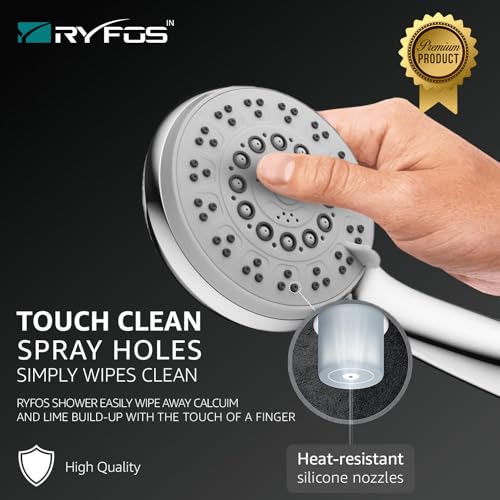 Image of India's 1st Lifetime Support Brand, R3005HS, ABS, 4-INCH, Hand Shower | 5-Function Handheld Shower with SS-304 Grade 1.5 Mtr Flexible Hose Pipe & Wall Hook | Upto 80% Water Saving | Chrome