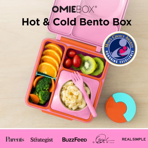 Image of Omie OmieBox Kids Insulated Leakproof Bento Lunch Box with Food Jar (Pink Berry) (Pack of 2)