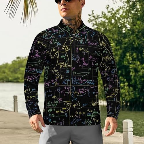 Math Formula Men's Sun Protection Shirts UV SPF UPF 50+ Long Sleeve Rash Guard Lightweight2