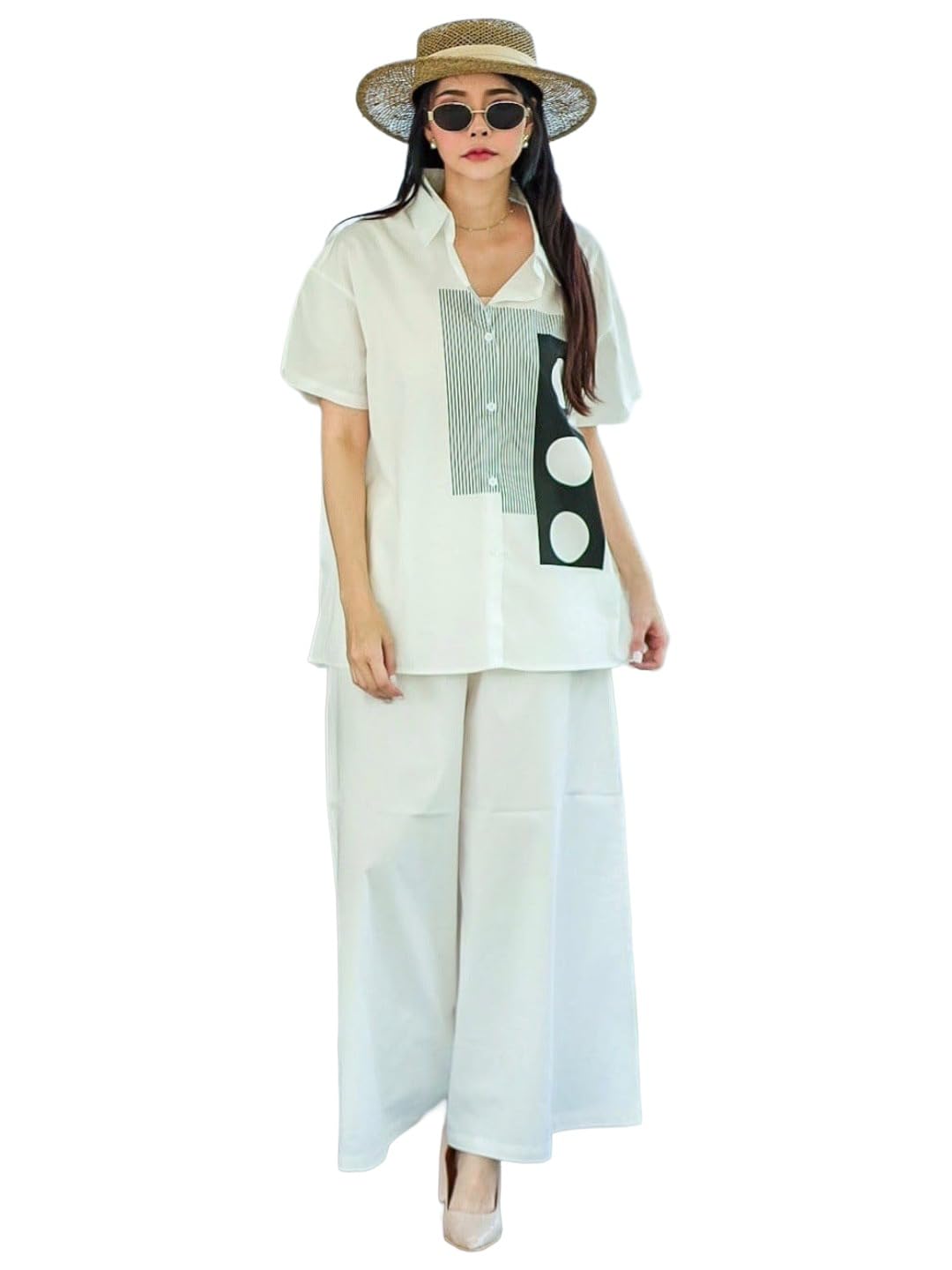gosriki Co Ord Sets for Women Viscose Blend Printed | Top Palazzo Set for Women | Shirt Collar Short Sleeve Coord Outfit | Designer Two Piece Matching Set | Stylish Indian Clothing-picture-10