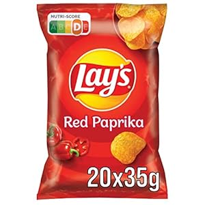 Lay’s Red Paprika – Knusprig gewürzte Kartoffelchips für eine gelungene Party – 20 x 35g
