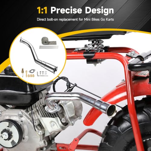 Image of HIAORS 212cc Trumpet Exhaust Pipe Kit for Predator 212 Mini Bike Go Karts