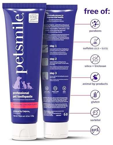 Image of Petsmile VOHC Accepted Toothpaste, Rotisserie Chicken 4.2 Oz, Cats + Dogs | Pet-Approved, Calprox Powered, Fights Plaque + Tartar, No-Brush Required, Human-Grade, 6-Month Supply, Clinically Proven