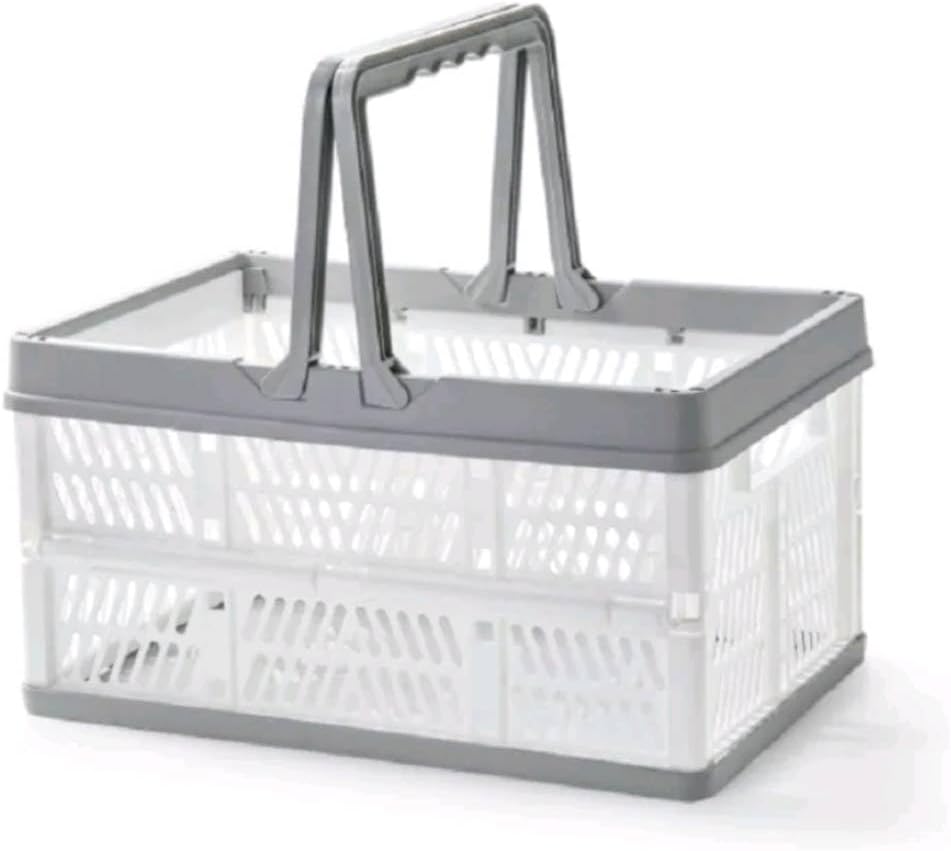 Multi-Purpose Basket can be folded, strong and durable to hold a lot of stuff for shopping, laundry, storing or organizing items. (Gray - White)